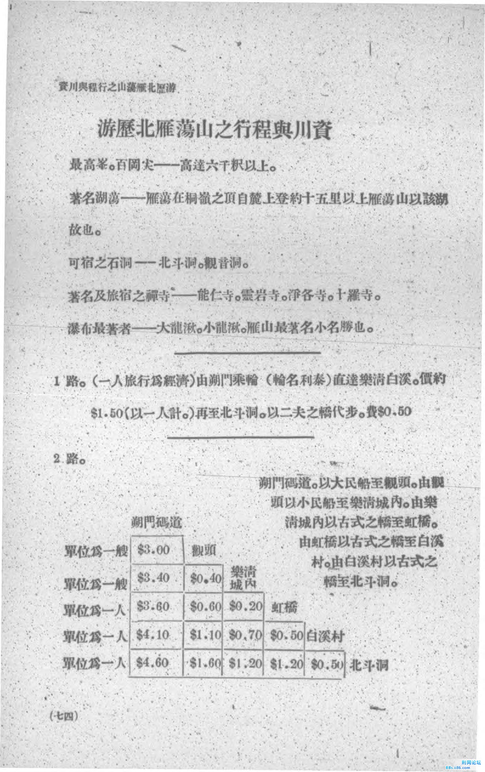 游历北雁荡山之行程与川资.JPG